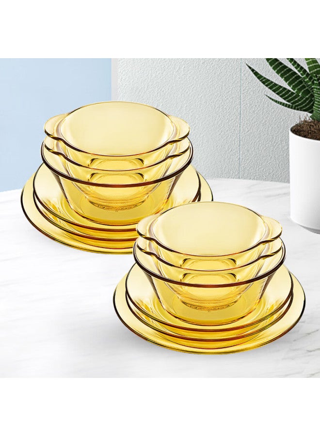 Visions Corning 12-piece Dinnerware Set, Pyrex Amber Heat-resistant Glass Bowls, Plates And Dishes Set For Home Use - Image 5