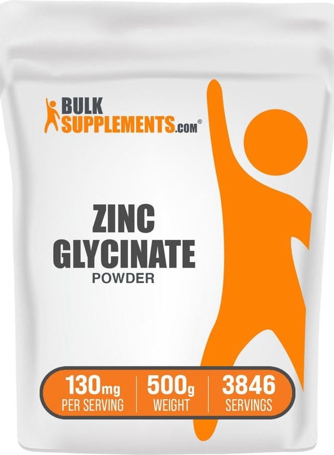 BulkSupplements .com Zinc Glycinate Powder - Zinc Supplements, Zinc 40mg, Zinc Powder - Zinc Mineral Supplement, for Immune Support - Gluten Free, 130mg per Serving, 500g (1.1 lbs) - Image 1