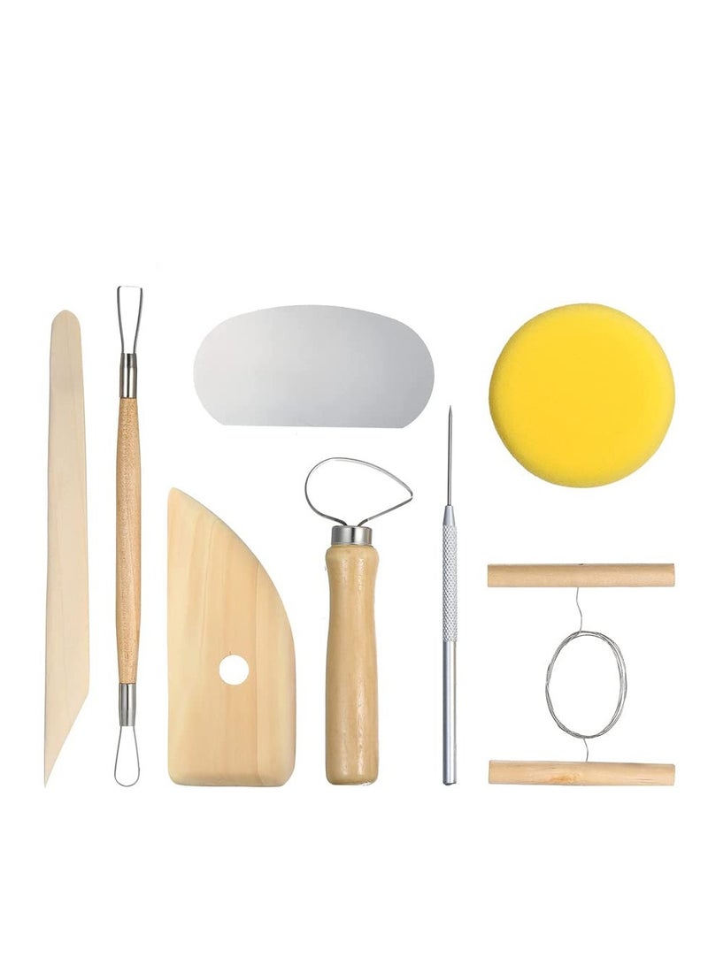 SYOSI Pottery Tool Set Kit, 8Pcs Pottery Tools Clay Sculpting Carving Tool Set Contains Most Essential Wooden Clay Tools for Potters - Image 1