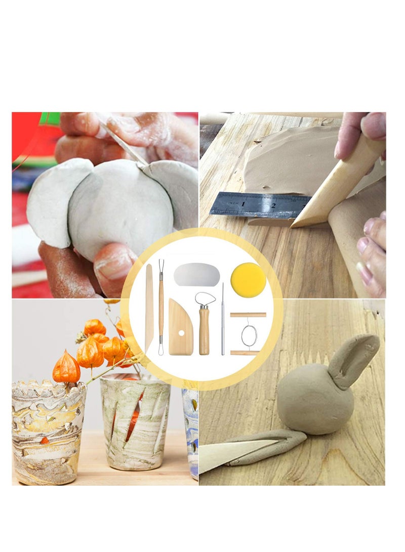 SYOSI Pottery Tool Set Kit, 8Pcs Pottery Tools Clay Sculpting Carving Tool Set Contains Most Essential Wooden Clay Tools for Potters - Image 3