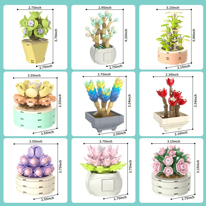 JMBricklayer Flowers Succulents Botanical Collection Building Sets, Plants Office Home Decor Succulents Bonsai Building Toys, Creative Flowers Building Project for Adults, Gifts Ideas for Girls Women - Image 3