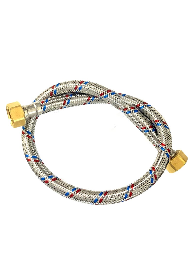 Biella Stainless Steel Flexible Hose Pipe With Teflon Tape - Ss Mesh Braided With 1/2" Brass Female To Female Threaded Nut | Water Heater Hose (90Cm 1Pcs) - Image 1