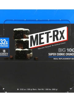 MET-Rx Big 100 Meal Replacement Bar Super Cookie Crunch 9 Bars 3.52 oz (100 g) Each 