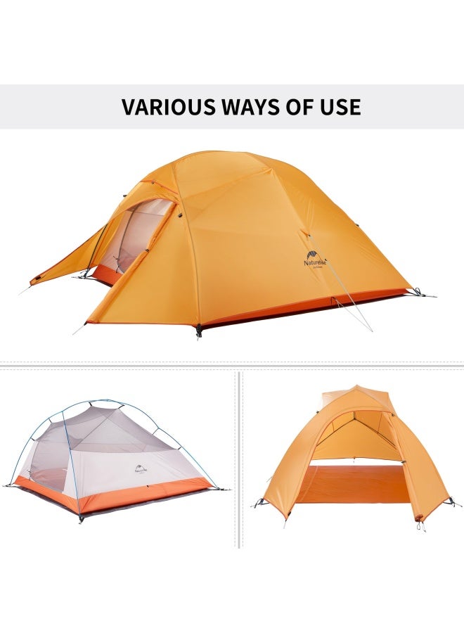 Naturehike Ultralight Cloud Up 3 Tent | Rectangular 3-Man Tent | Size: (215+85) X 180 X 110 Cm | 20D Silicone, Waterproof, Lightweight | Color - Light Grey With Skirt And Red - Image 2