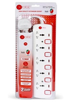 ELTRAZONE "Japan Universal Extension Cord – 5-Way 3M with 5 Universal Sockets, Shock Proof, 250V, White"  - Image 1