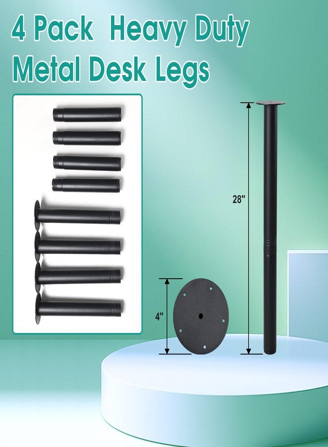 DEROFIT أرجل مكتب معدنية سوداء من ديروفيت بطول 28 بوصة - Image 3