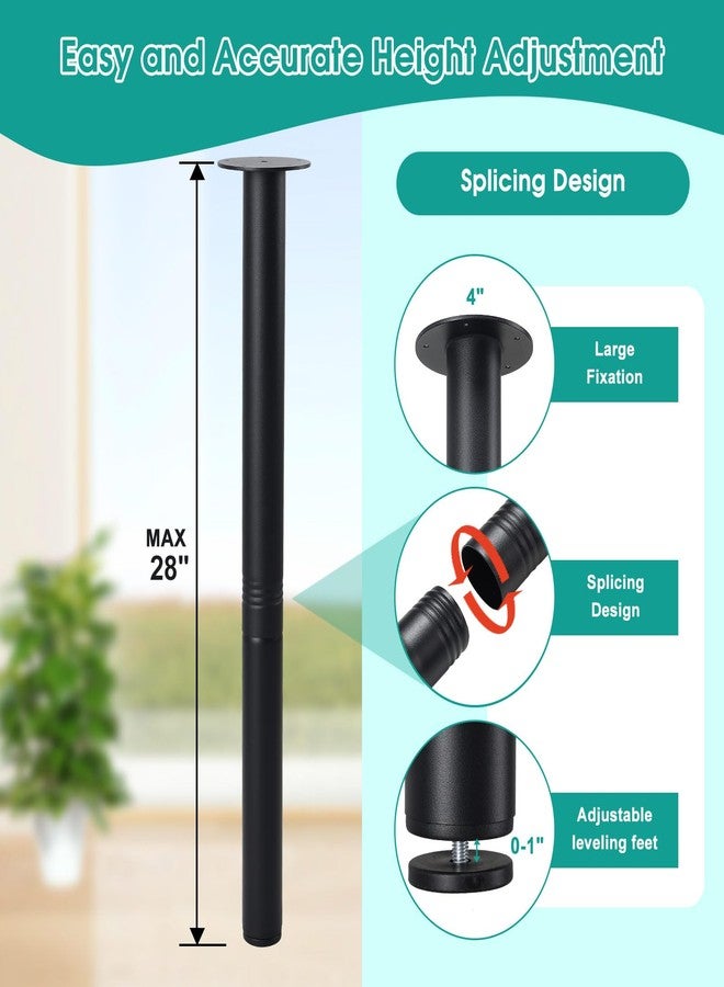 DEROFIT أرجل مكتب معدنية سوداء من ديروفيت بطول 28 بوصة - Image 2