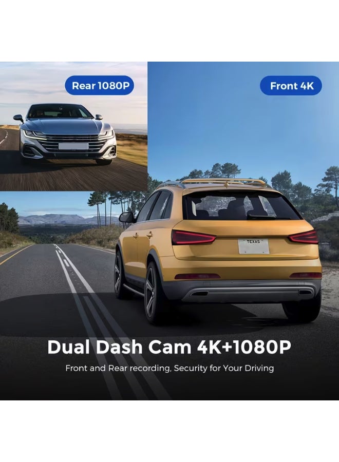 كاميرا ديسكفري V22 UHD 4K للسيارة، بدقة 3840x2160 بكسل، مزودة بخاصية التسجيل بزاوية واسعة، ورؤية ليلية، وتسجيل متواصل، باللون الأسود. - Image 4