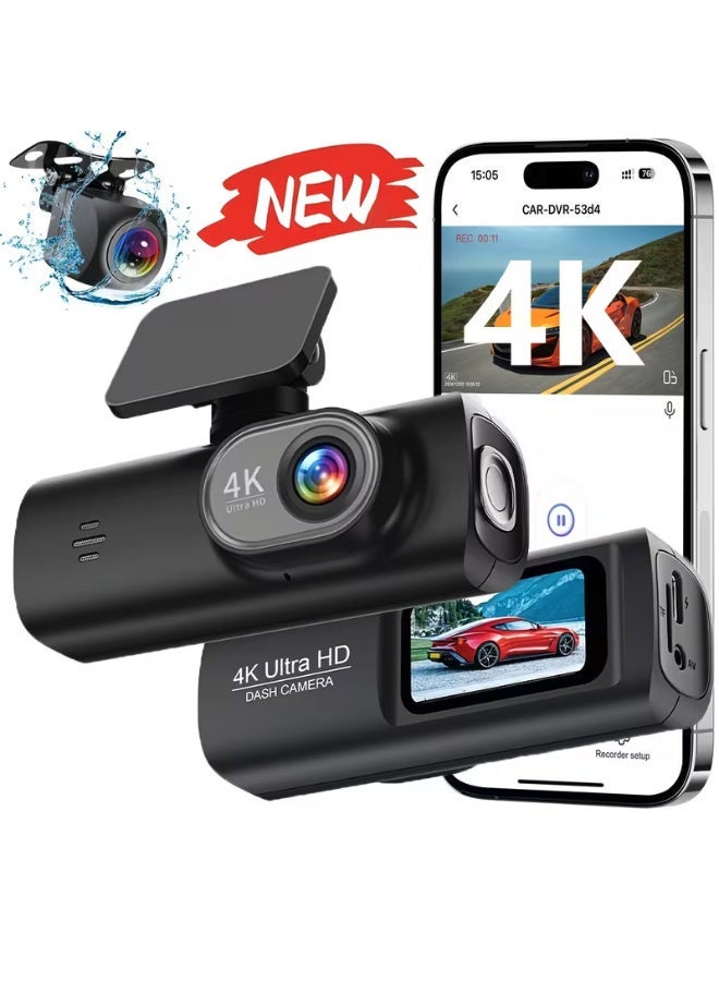 كاميرا ديسكفري V22 UHD 4K للسيارة، بدقة 3840x2160 بكسل، مزودة بخاصية التسجيل بزاوية واسعة، ورؤية ليلية، وتسجيل متواصل، باللون الأسود. - Image 1
