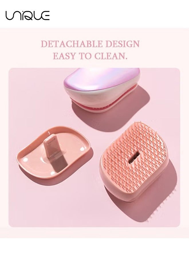 Unique Magic Hair Smoothing Hair Brush, Portable Anti Static Anti Knot Head Scalp Massage Comb Hair Comb, Styling Tool for Wet and Dry (Pink) - Image 4