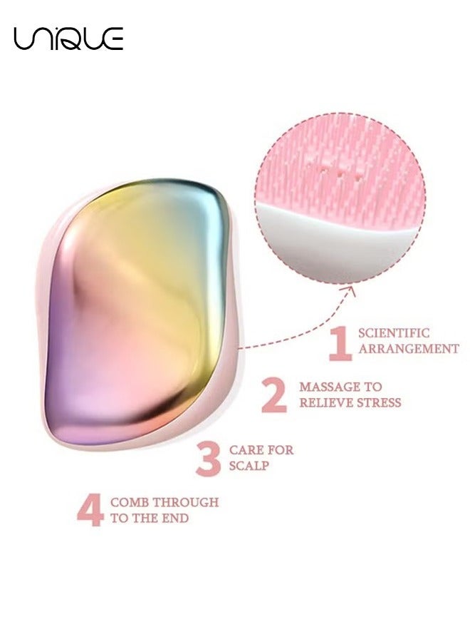 Unique Magic Hair Smoothing Hair Brush, Portable Anti Static Anti Knot Head Scalp Massage Comb Hair Comb, Styling Tool for Wet and Dry (Pink) - Image 5