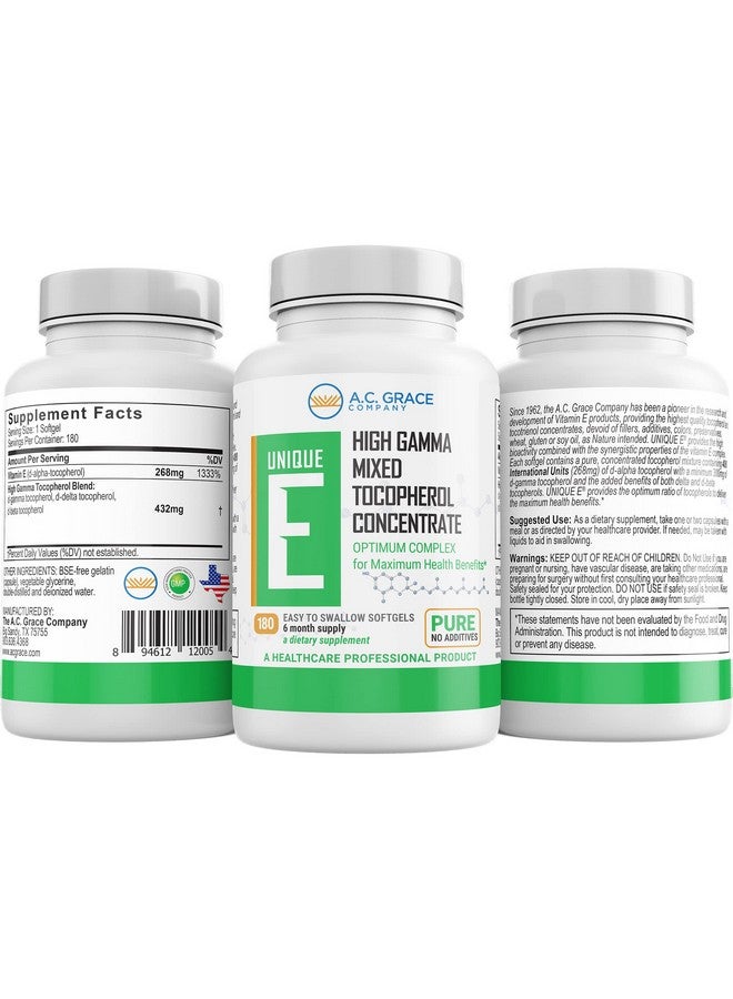 UNIQUE E A.C. Grace Company Mixed Tocopherols Concentrate Softgels 180 Count - Image 3