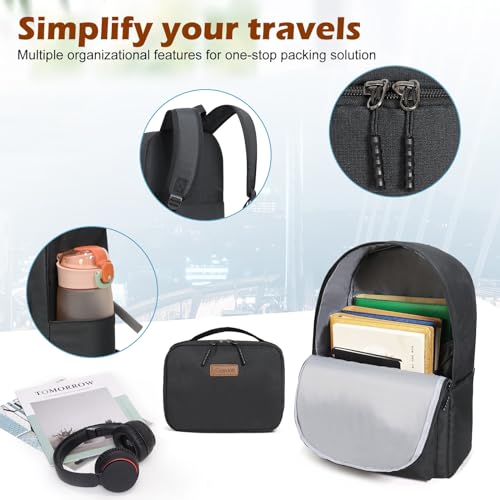 Aklsvion ABS+PC Carry on Luggage set with backpack 3 Pcs suitcace with Spinner wheels TSA Lock 20-In hardshell Lightweight Luggage set(Black) - Image 4