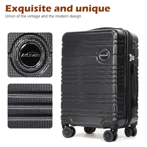 Aklsvion ABS+PC Carry on Luggage set with backpack 3 Pcs suitcace with Spinner wheels TSA Lock 20-In hardshell Lightweight Luggage set(Black) - Image 5