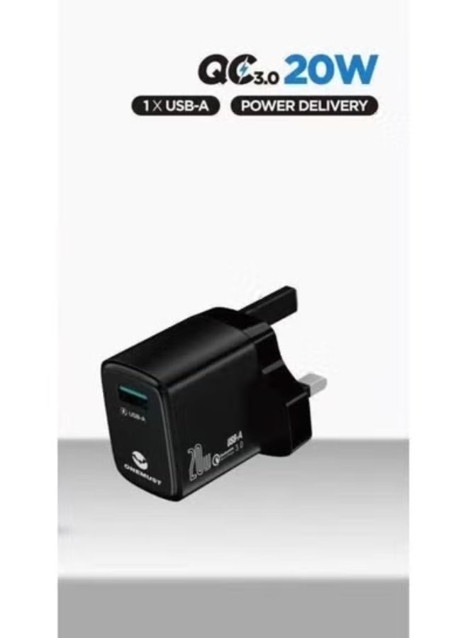 OM A19 20W Fast Charger Adapter – 1x USB-A Quick Charging Plug with Smart Power Delivery, Compact & Lightweight Wall Charger for Smartphones, Tablets, Power Banks & Other USB Devices – Travel-Friendly Universal USB Power Adapter – White - Image 4