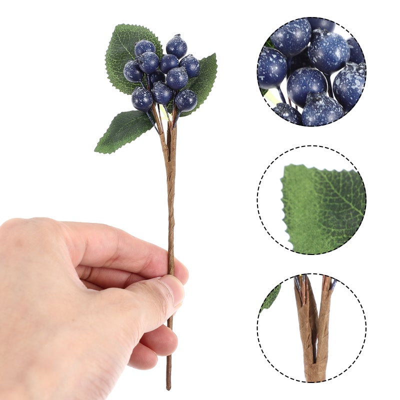 20 Pcs Artificial Berries Stem Fake Blueberries Decor DIY Wreath Decorations - Image 2