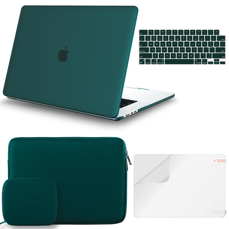iCasso for MacBook Air 15 inch Case 2025 2024 2023 Release A3241 M4 A3114 M3 A2941 M2 Chip Hard Shell Case Sleeve Screen Protector Keyboard Cover for MacBook Air 153 with Small Bag Green