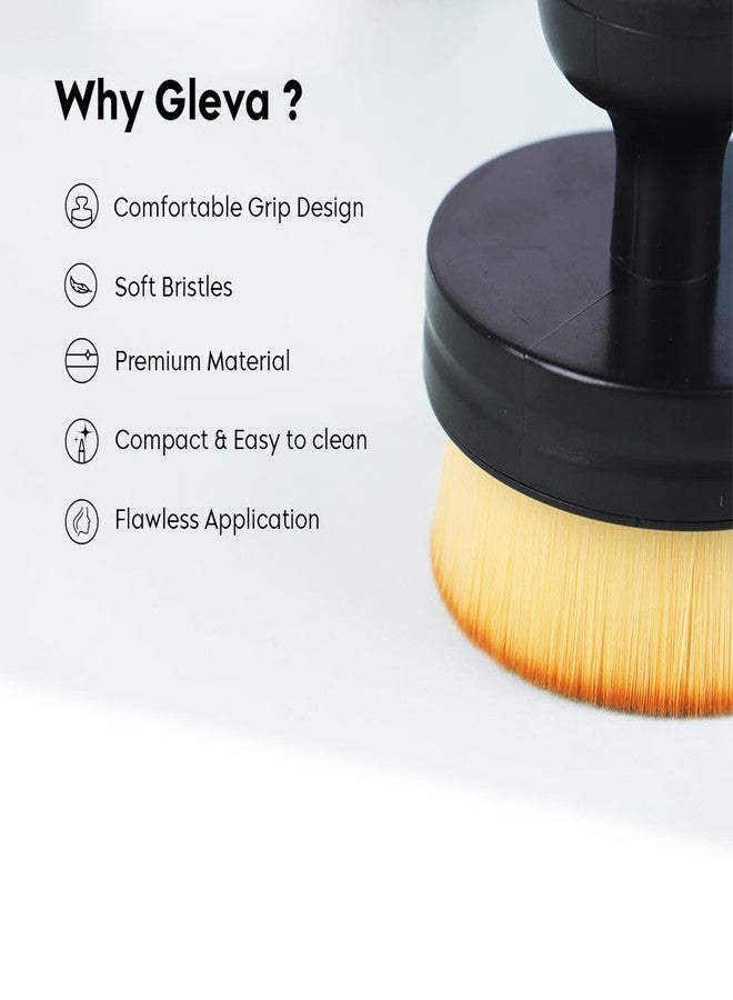 Gleva Foundation Makeup Brush, Kabuki Hexagon Face Blush Liquid Powder Foundation Brush for Blending Liquid, Cream or Flawless Powder Cosmetics with Protective Case (Black 01) - Image 3