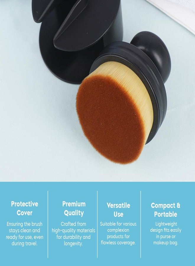 Gleva Foundation Makeup Brush, Kabuki Hexagon Face Blush Liquid Powder Foundation Brush for Blending Liquid, Cream or Flawless Powder Cosmetics with Protective Case (Black 01) - Image 4