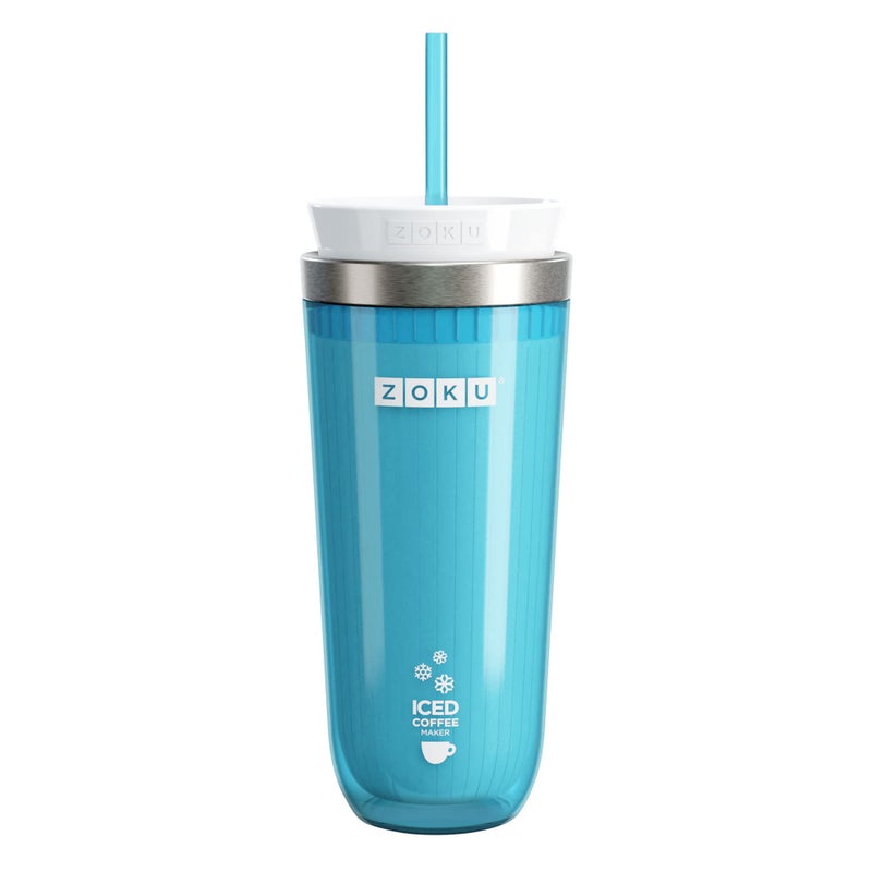 ZOKU Zoku Instant Iced Coffee Maker, Reusable Beverage Chiller Cools Hot Beverages in Minutes Without Dilution, Portable 11-ounce Tumbler With Spill-resistant Lid and Straw, Teal  - Image 1