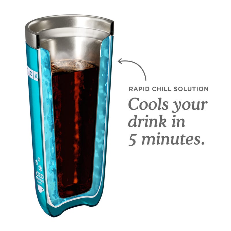 ZOKU Zoku Instant Iced Coffee Maker, Reusable Beverage Chiller Cools Hot Beverages in Minutes Without Dilution, Portable 11-ounce Tumbler With Spill-resistant Lid and Straw, Teal  - Image 2