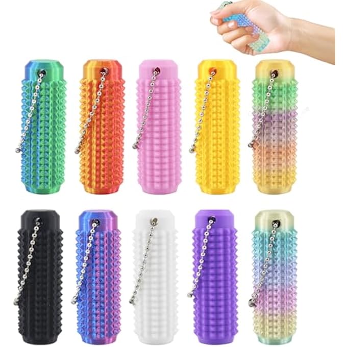 Timisea 10PCS Little Ouchies Fidget,Portable Stim Toolocket-Sized Fidget Toys Sensory Keychain,3D Printed Venting Key Pendant, Stim Keychain for Anxiety Relief Positive - Image 1