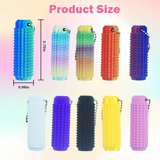 Timisea 10PCS Little Ouchies Fidget,Portable Stim Toolocket-Sized Fidget Toys Sensory Keychain,3D Printed Venting Key Pendant, Stim Keychain for Anxiety Relief Positive - Image 2