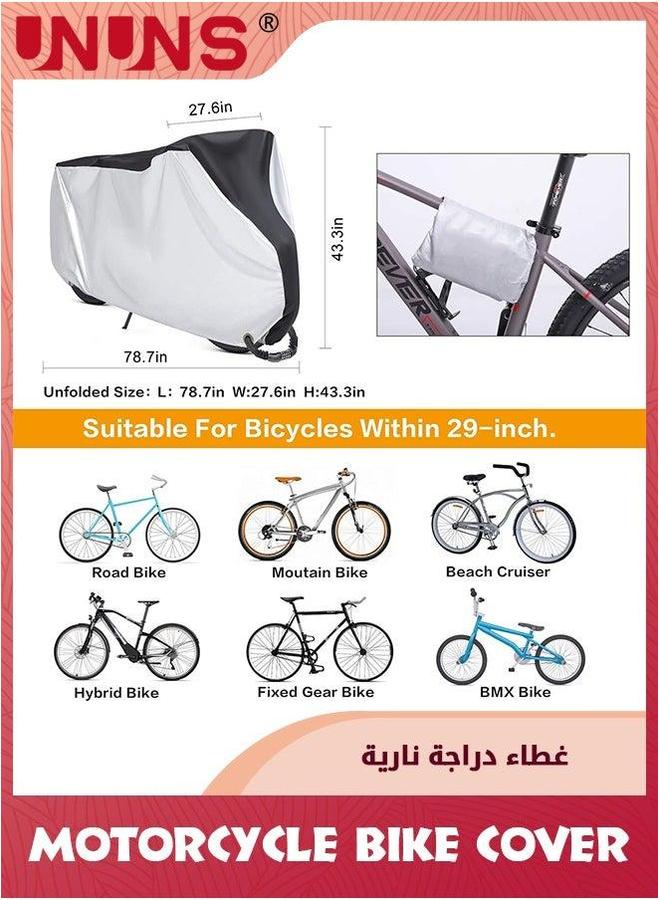 UNUNS Motorbike Cover,Bike Protective Cover For 1-2 Bikes,Waterproof Oxford Heavy Duty Bicycle Covers Outdoor Storage,UV Coated Motorbike Covers,Dustproof Sheld Motorcycle Mountain Road Bike,XL - Image 2