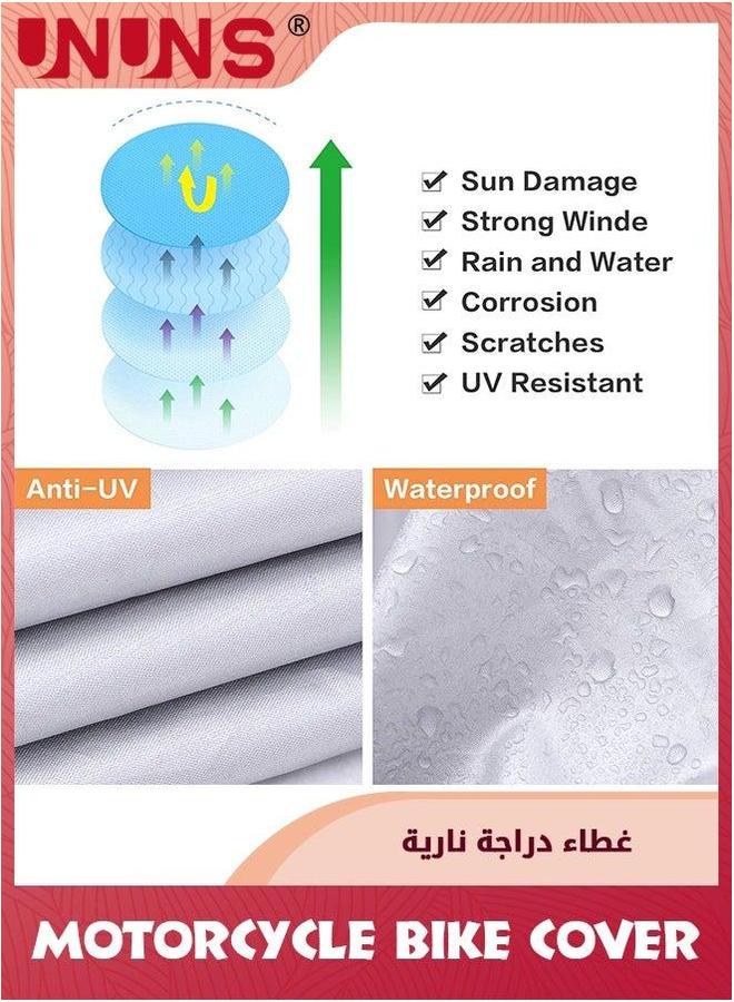 UNUNS Motorbike Cover,Bike Protective Cover For 1-2 Bikes,Waterproof Oxford Heavy Duty Bicycle Covers Outdoor Storage,UV Coated Motorbike Covers,Dustproof Sheld Motorcycle Mountain Road Bike,XL - Image 5