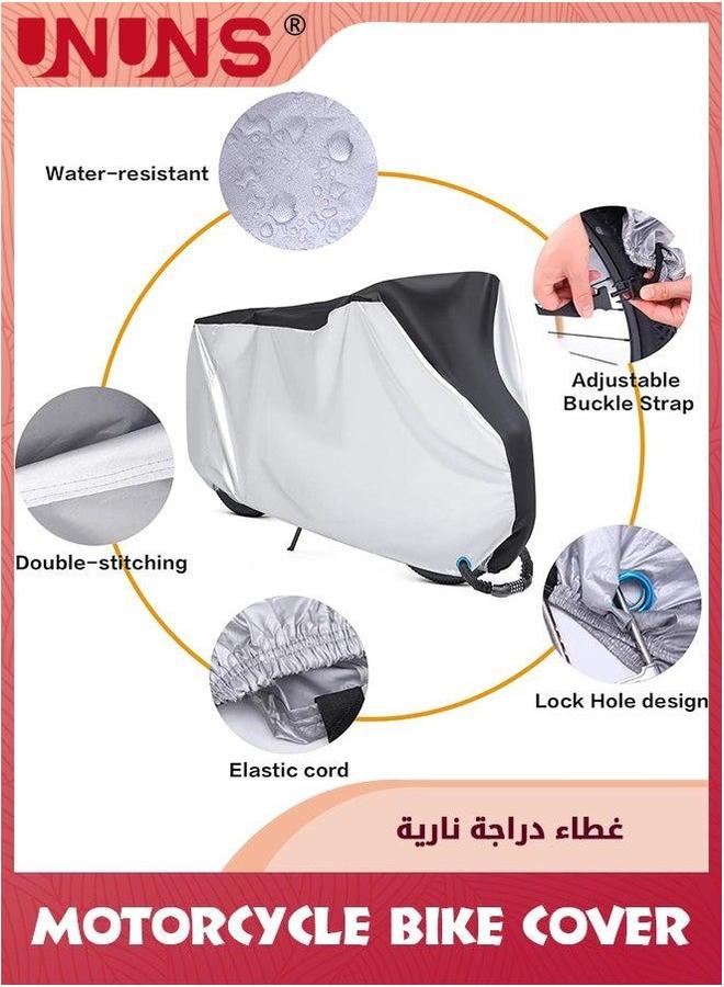 UNUNS Motorbike Cover,Bike Protective Cover For 1-2 Bikes,Waterproof Oxford Heavy Duty Bicycle Covers Outdoor Storage,UV Coated Motorbike Covers,Dustproof Sheld Motorcycle Mountain Road Bike,XL - Image 4