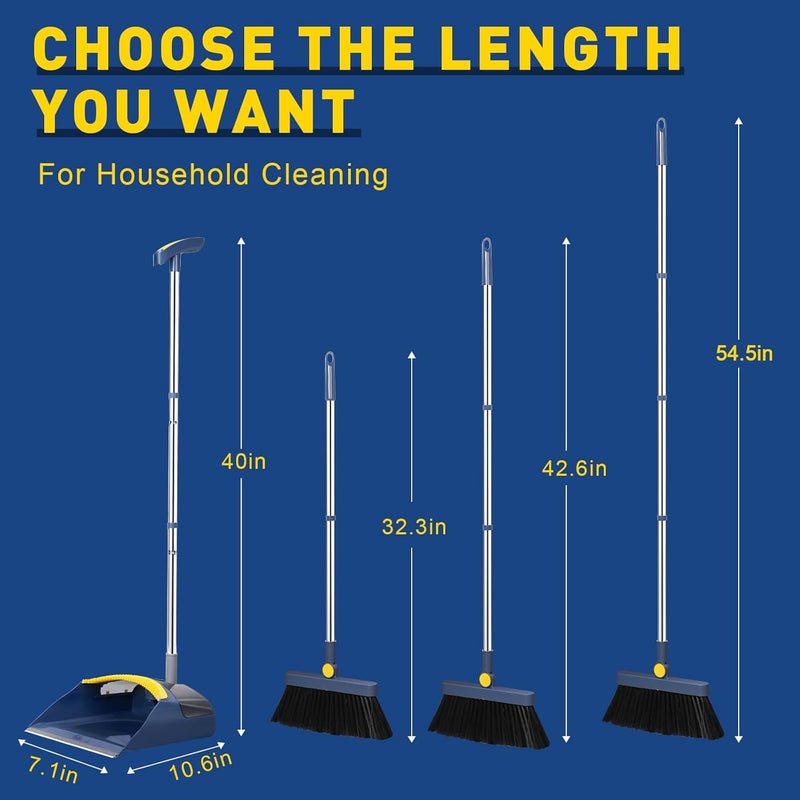 Hibaby Broom and Dustpan Set for Home with Long Handle 55 Broom with Dustpan Combo Set Upright and Lightweight Dust pan and Brush Combo for Kitchen Room Office Lobby Floor Cleaning - Image 3