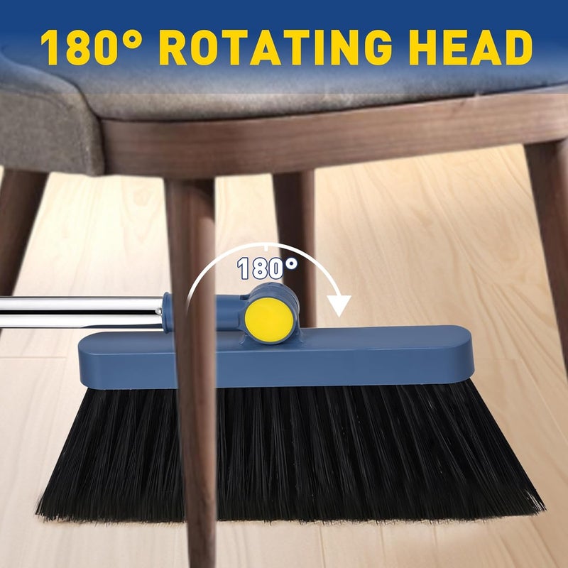 Hibaby Broom and Dustpan Set for Home with Long Handle 55 Broom with Dustpan Combo Set Upright and Lightweight Dust pan and Brush Combo for Kitchen Room Office Lobby Floor Cleaning - Image 5