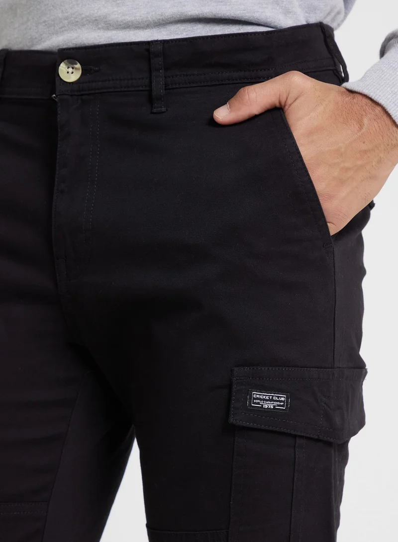 Thomas Scott Thomas Scott Men Mid-Rise Smart Slim Fit Easy Wash Cargos Trousers