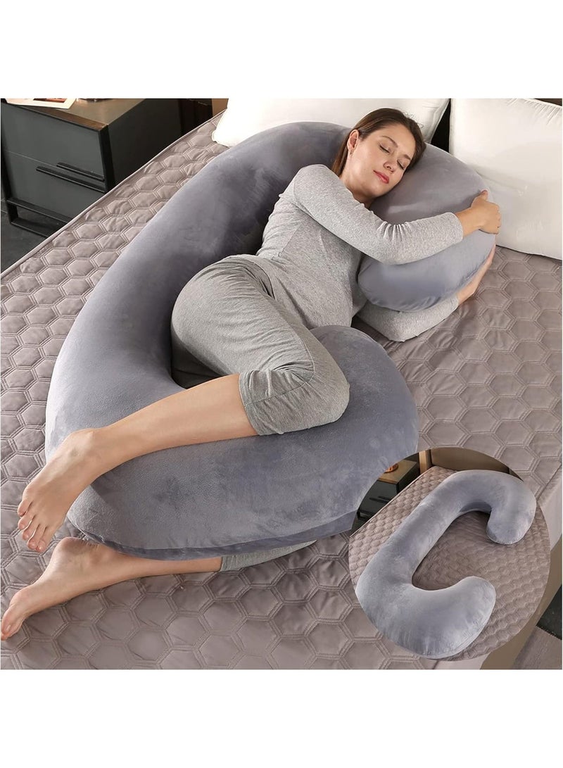 Dunekart Full-Body C-Shaped Maternity Pillow 140cm – Home Pregnancy Pillow for Pregnant Women with Comfort Support & Removable Washable Velvet Cover - Image 4