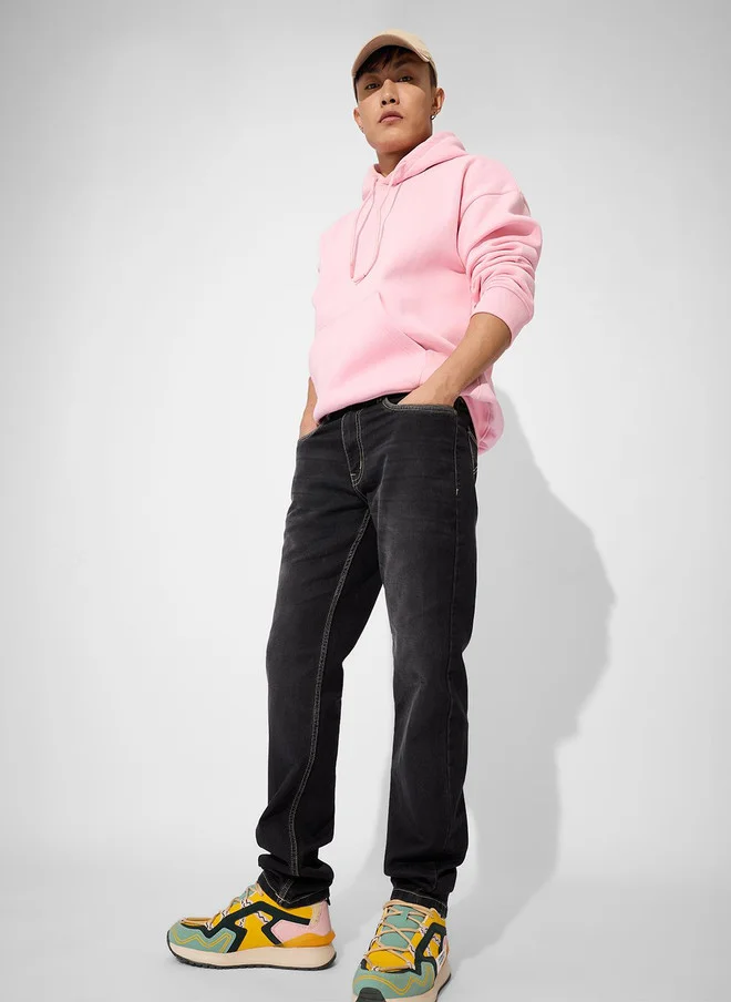 The Souled Store  The Souled Store Men Slim Fit Solid Grey Jeans  | Best Price UAE