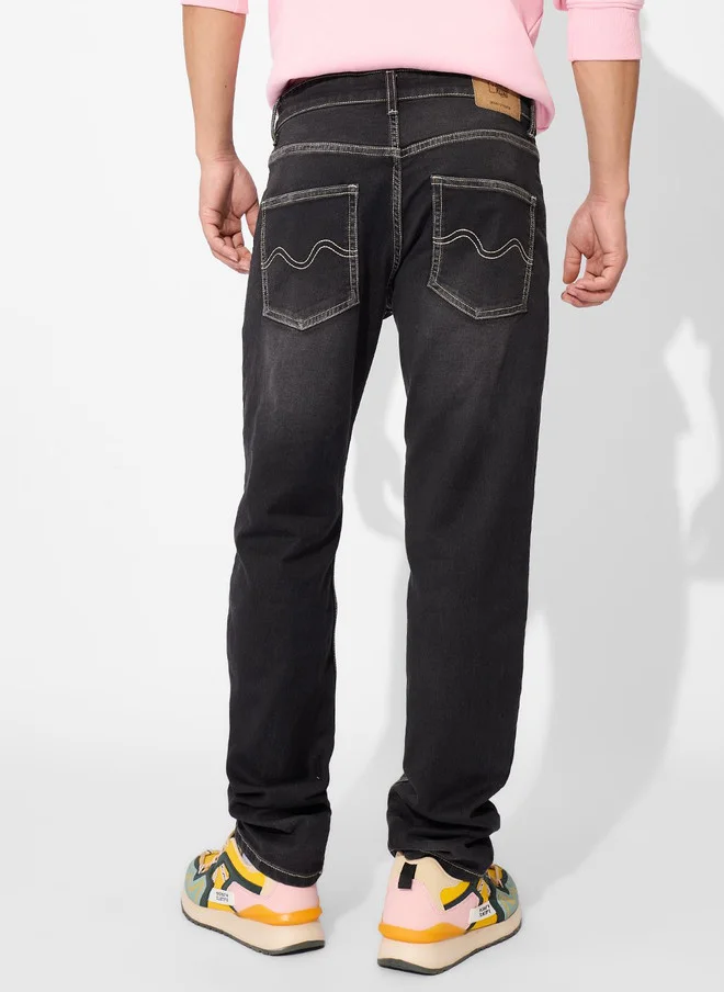 The Souled Store  The Souled Store Men Slim Fit Solid Grey Jeans  | Best Price UAE