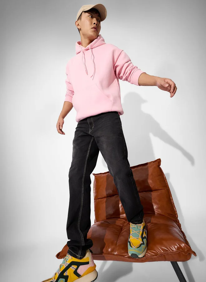 The Souled Store Men Slim Fit Solid Grey Jeans