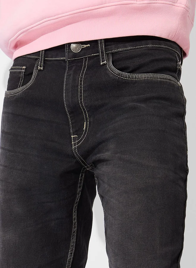 The Souled Store  The Souled Store Men Slim Fit Solid Grey Jeans  | Best Price UAE