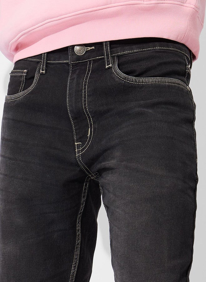 The Souled Store Men Slim Fit Solid Grey Jeans - Image 5