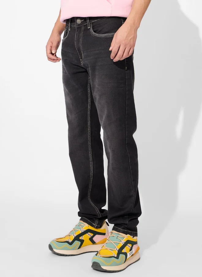 The Souled Store  The Souled Store Men Slim Fit Solid Grey Jeans  | Best Price UAE