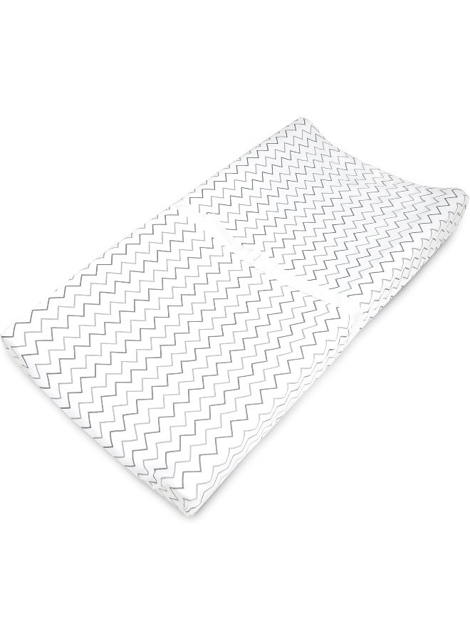 American Baby Company American Baby Company Printed 100% Natural Cotton Jersey Knit Fitted Contoured Changing Table Pad Cover, Grey Zigzag, Soft Breathable, for Boys and Girls  - Image 1