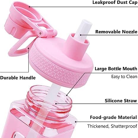WEZOSHINET Large Kawaii Water Bottle With Straw Stickers Cute Aesthetic Bottle Kawaii Milk Bottle Tea Cup Juice Shaker Portable Plastic Sport Square Shape Drinking Bottle 700Ml Multicolor - Image 3