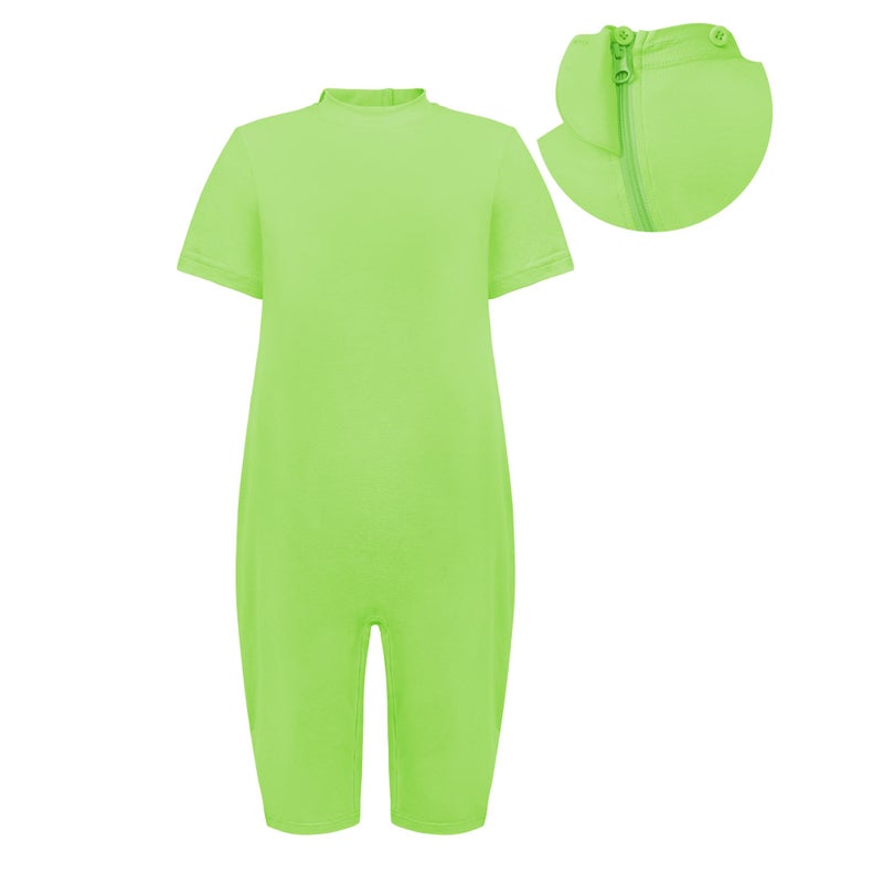 EEOST Adaptive Clothing for Kids Special Needs Autism Sensory Jumpsuit Anti-Strip Romper with Back Zipper Sizes 3-16 Years (Lime Green, 15-16 Years Old) - Image 1