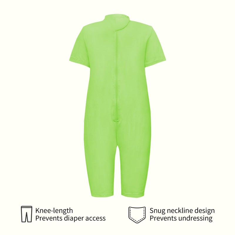 EEOST Adaptive Clothing for Kids Special Needs Autism Sensory Jumpsuit Anti-Strip Romper with Back Zipper Sizes 3-16 Years (Lime Green, 15-16 Years Old) - Image 3