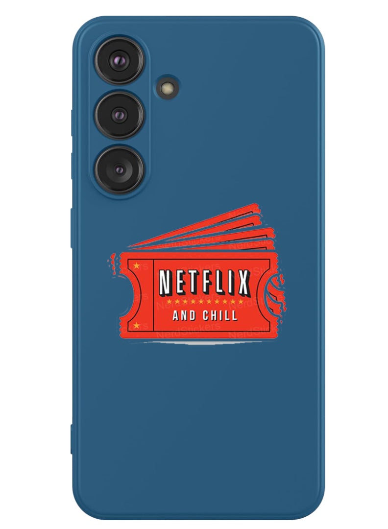 Theodor Protective Slim Fit Case Liquid Silicone Cover with Full Body Protection Anti-Scratch Shockproof Case For Samsung Galaxy S24 Plus (Blue) - Netflix ticket - Image 1