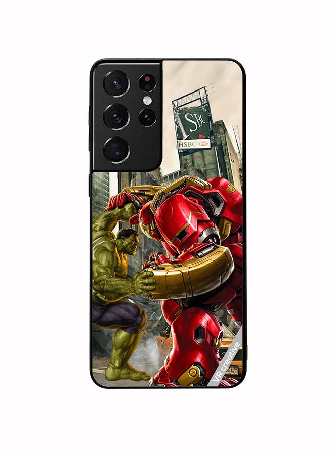 VR CREATIVE Protective Case Cover For Samsung Galaxy S21 Ultra 5G Hulk Vs Hulkbuster Design Multicolour - Image 1