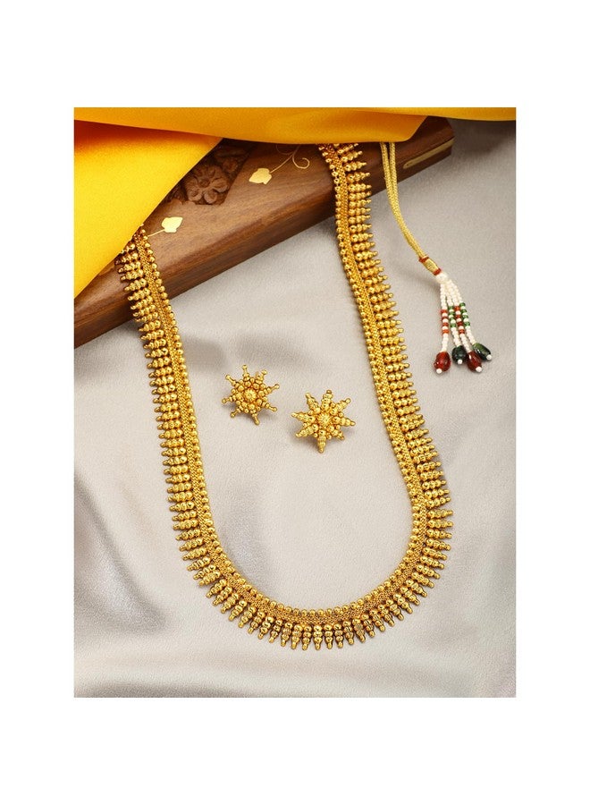 Peora Traditional Gold Plated Maharani Haar Necklace with Earrings South Indian Traditional Festive Bridal Wear Jewellery Set Gift for Women - Image 2