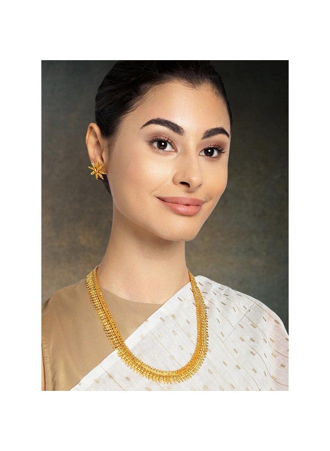 Peora Traditional Gold Plated Maharani Haar Necklace with Earrings South Indian Traditional Festive Bridal Wear Jewellery Set Gift for Women - Image 3