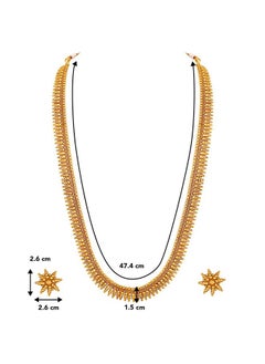 PEORA Peora Traditional Gold Plated Maharani Haar Necklace with Earrings South Indian Traditional Festive Bridal Wear Jewellery Set Gift for Women  - Image 4
