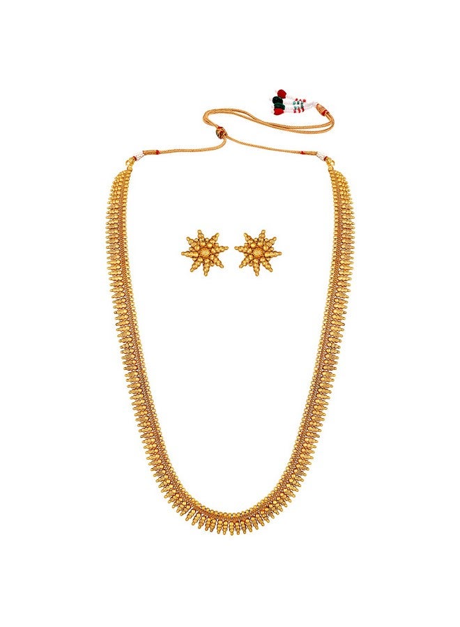 Peora Traditional Gold Plated Maharani Haar Necklace with Earrings South Indian Traditional Festive Bridal Wear Jewellery Set Gift for Women - Image 5